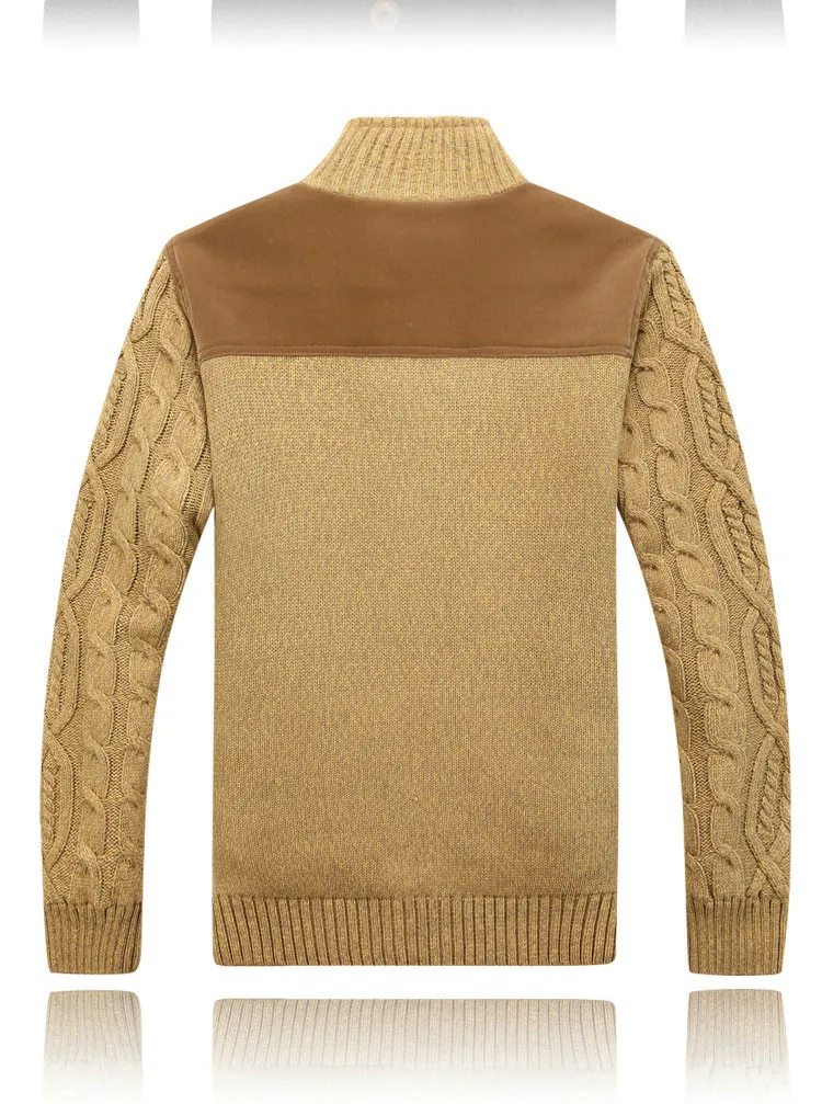 Мужской зимний шерстяной Теплый свитер с подкладкой, модный мужской утепленный кардиган размера плюс 145