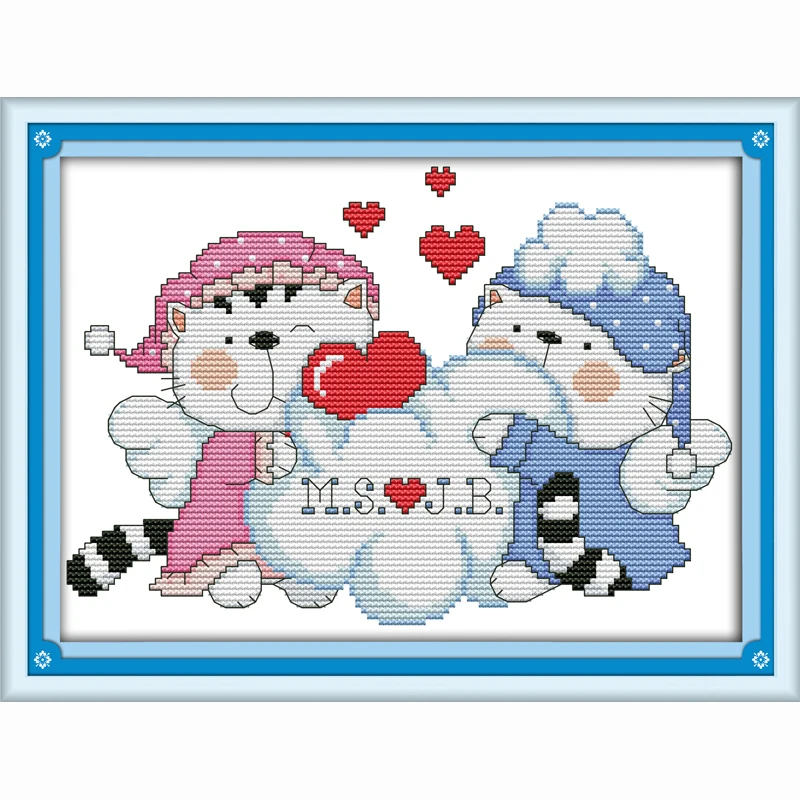 

Happy winter lover cat Patterns Counted Cross Stitch 11CT 14CT Cross Stitch Sets Chinese Cross-stitch Kits Embroidery Needlework