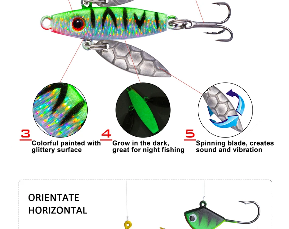 Goture 27 шт., зимняя рыболовная приманка для подледной рыбалки, блесна, ложка/вертикальные джигги/Спиннер, приманка-стабилизатор, 2,5-7,3 г, много вариантов