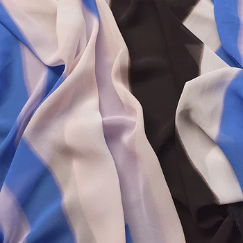 

High twist chiffon fabric printing fabric color soft summer Bohemia high-end clothing