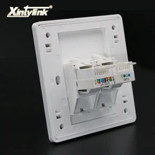 Xintylink rj11 rj45 гнездо модульный cat5e cat6 2 порта Keystone настенная Передняя панель без инструментов Телефонная настенная розетка панель 86 мм