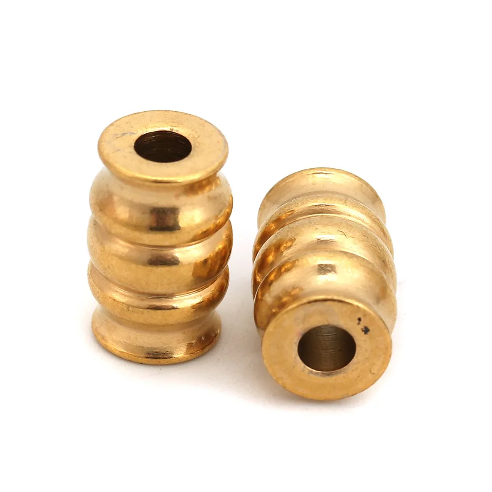 

DoreenBeads 304 Stainless Steel Spacer Beads Cylinder Oval Shaped Gold Color Stripe Jewelry Findings Making Accessories 2 PCs