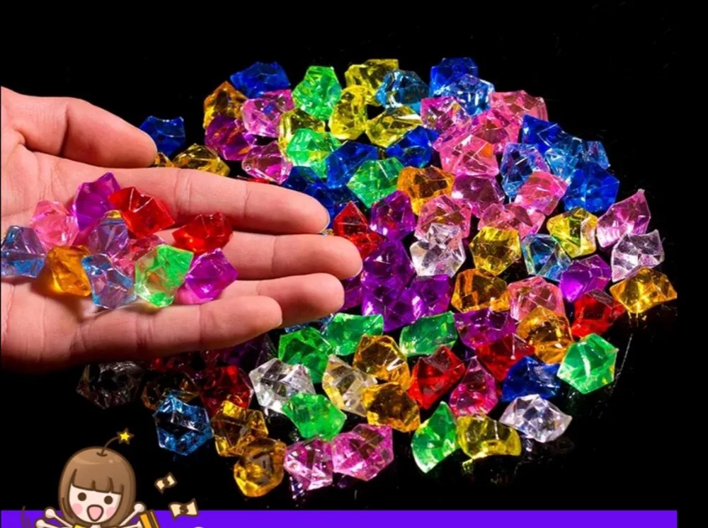 

250Pcs 25mm Pirate Jewels Treasure Chest Pirate Party Favors Party Decorations Acrylic Crystal Gems Vase Filler Confetti