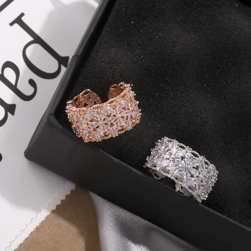 

Luxury Zircon Open Adjustble Rings for Women 2019 Fashion Jewelry Knuckle Ring Female Korean New Style Finger Ring Femme