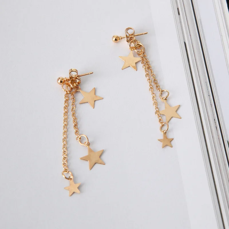 

Punk Lady 2017 New Fashion Earrings Five-pointed Star Personality Simple Tassel Lady Earrings Wholesale Earings Fashion Jewelry