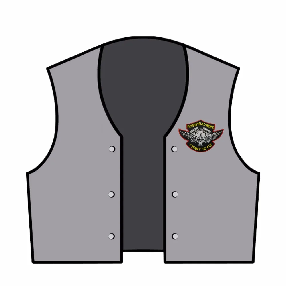 I WANT TO FLY Vest Biker Motorcycle Embroidered Iron On Back of Jacket Patch Black twill fabric Free Shipping Eco-Friendly(4)