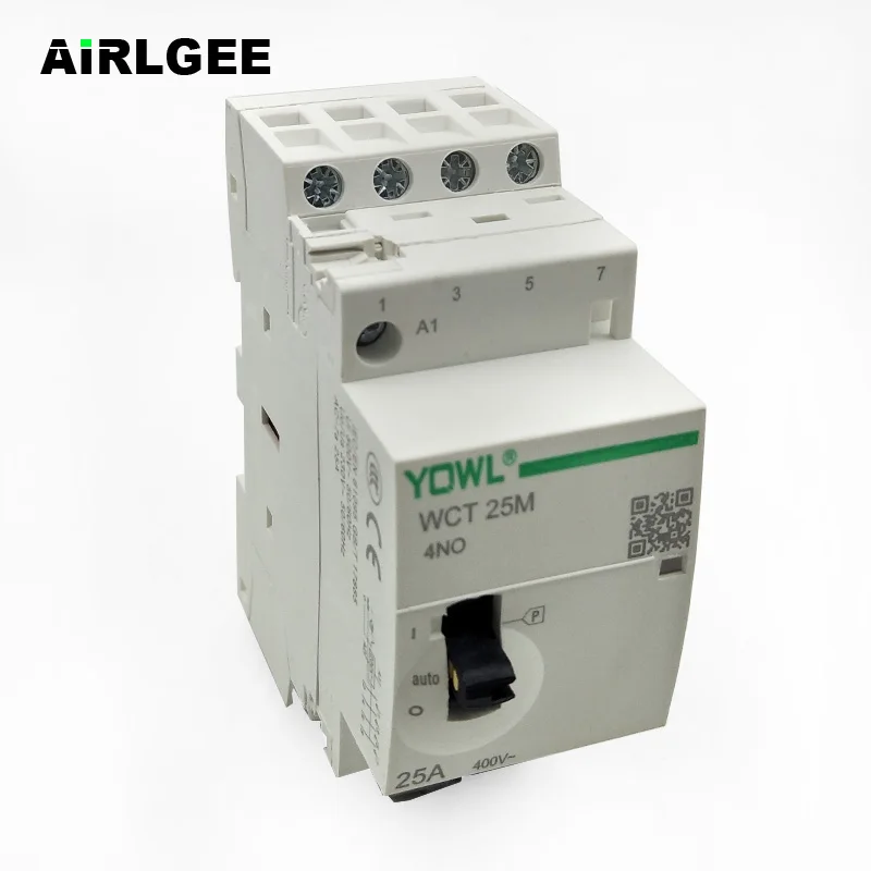 

WCT-25A 4-Pole 4NO(Normal Open) 230V 25A Electric Household AC Contactor 35mm DIN Rail Mount With Manual Operating