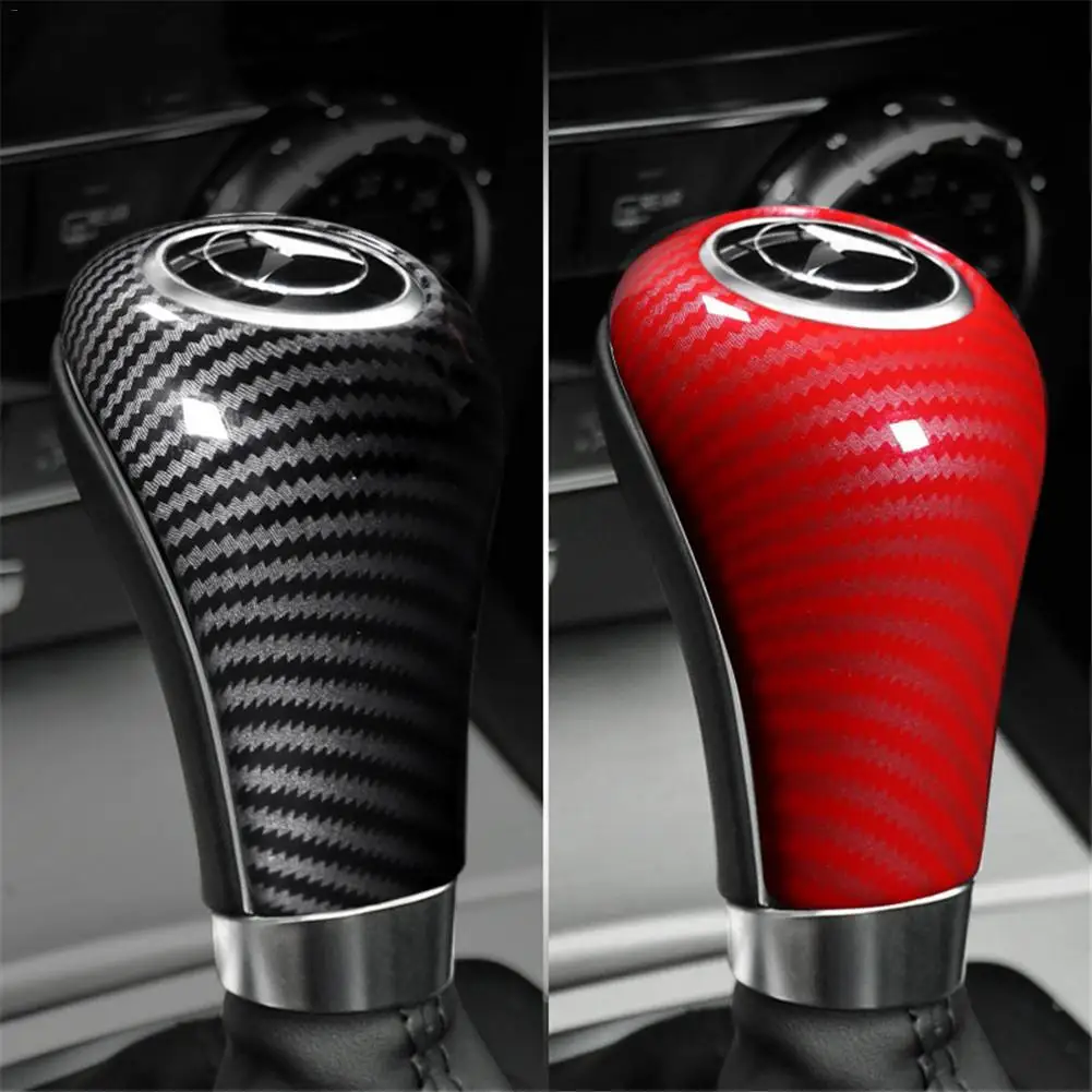 

Carbon Fiber Auto Gear Head Shift Knob Sticker Gear Shift Handbrake Grip Case Decor Shift Knob Shell For BMW W204 W212 A C E G