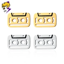 Мужские серьги из нержавеющей стали с лентой, золотые, серебристые, черные серьги-гвоздики с эмалью для женщин, хип-хоп DJ музыкальные украшения