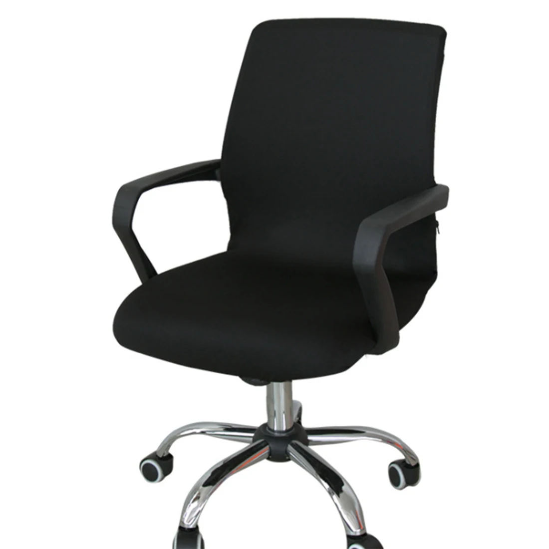 Однотонный чехол на стул для компьютерного офиса, эластичный чехол на кресло, чехол на кресло, растягивающийся вращающийся подъемник - Цвет: black