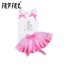 IEFiEL/Одежда для новорожденных; платье для дня рождения на один год; комбинезон; Infantil Bebes; наряд для первого дня рождения; комплекты праздничной одежды для маленьких девочек