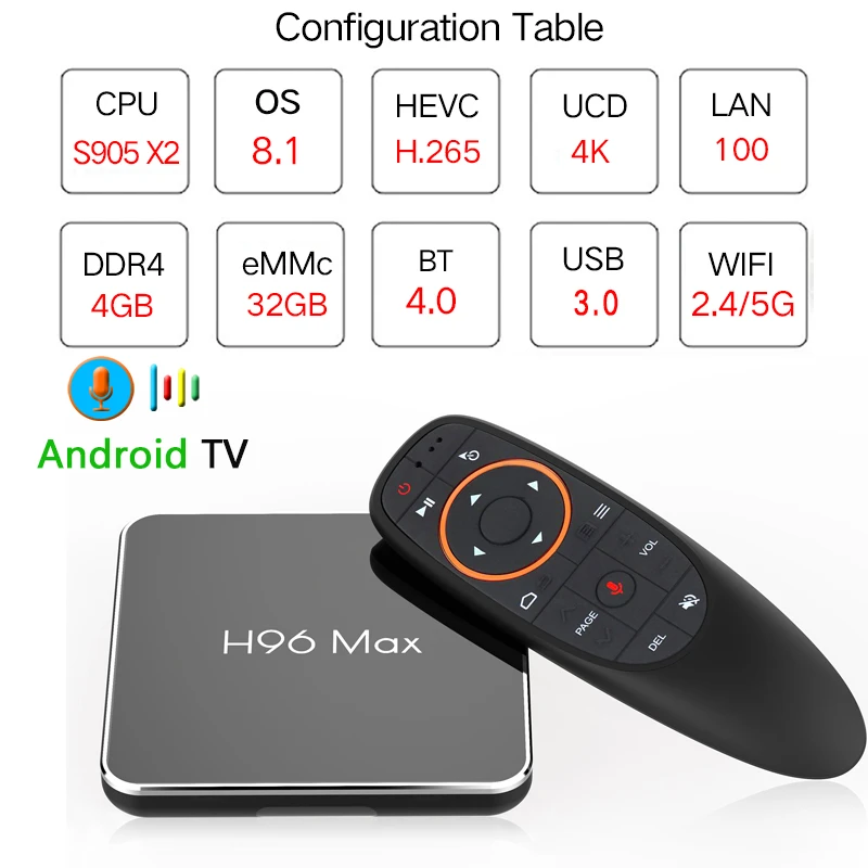 2018 H96 MAX Plus Smart TV Box Android 8.1 TVBox 4 gb di Ram 32 gb/64 gb di Rom amlogic s905x2 1080 p 4 k H.265 USB3.0 IP TV