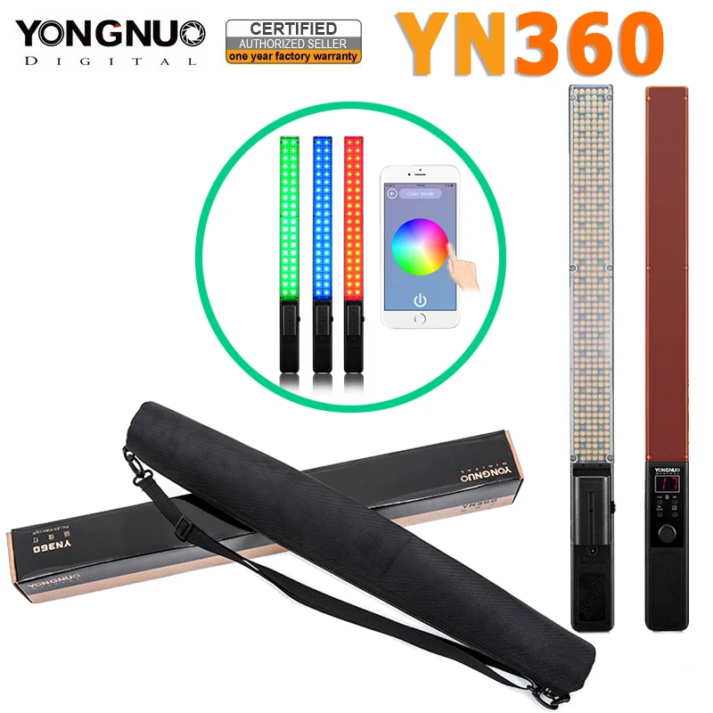 Новое поступление! YongNuo YN 360 светодиодный светильник палочка с полноцветными RGB SMD лампами 95 CRI 3200k 5500k поддержка мобильного приложения дистанционное управление