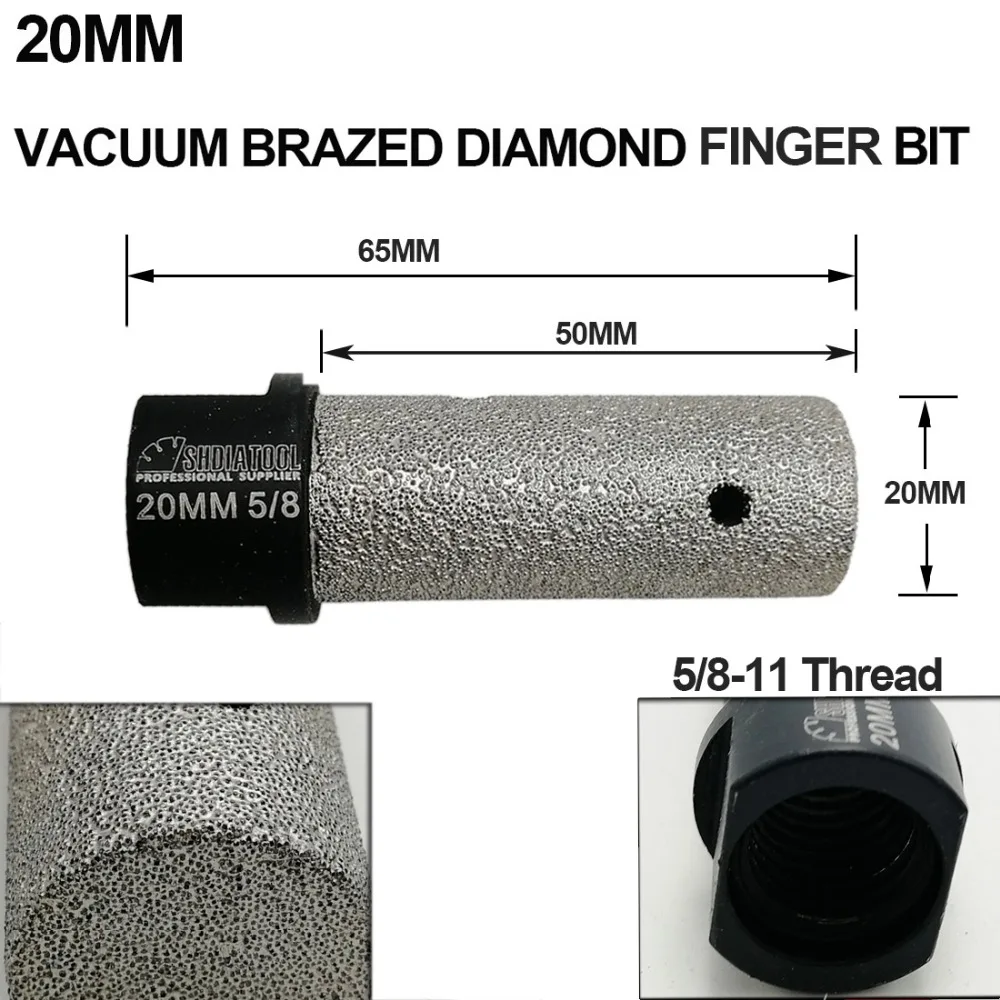 SHDIATOOL 1 шт. 5/8-11 или M14 нить вакумная Пайка для алмазного пальцевидное долото Dia10/20/25 мм Фрезерное долото увеличить мозаичный камень столешница