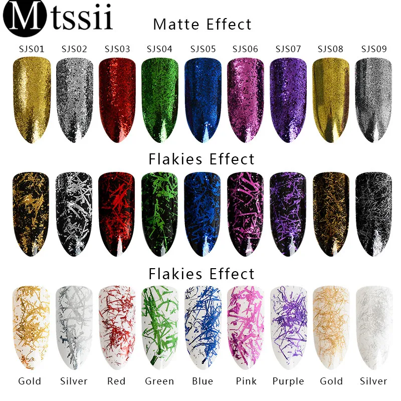

Mtssii 0.2g Colorful Flakes Nail Aluminum Sequins 11Colors Mirror Nail Glitters Powder Paillettes 3D DIY Nail Art Decoration