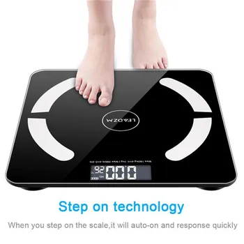 

Bluetooth LCD Digital Smart Scale Body Weight Fat BMI Bone Analyzer APP +Battery