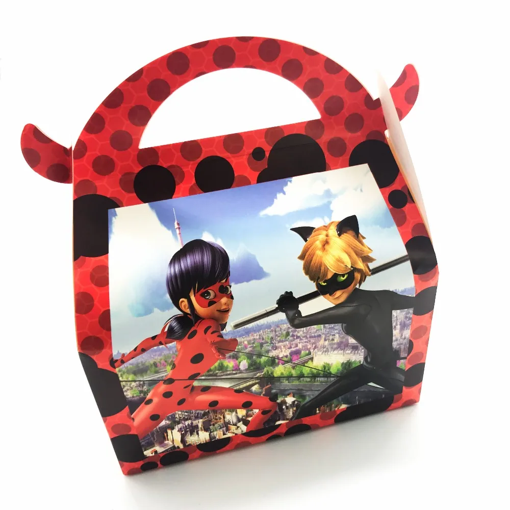 6pcs Miraculous Ladybug candy boxes baby shower party decorations