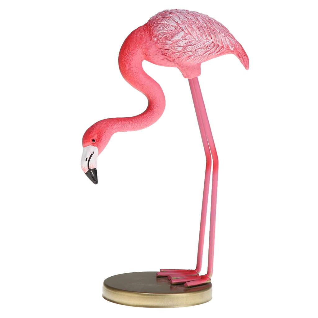 Resin Elegant Flamingo Figurine Animal Model Statue Desk Ornaments for Home Room Decor Office Shop Cafe Display Gifts- Pink