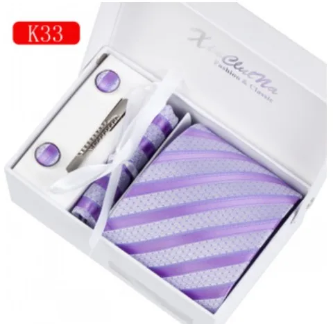 

Quality Purple Striped Necktie Casual Fancy Plaid Hombre Tie Polyester Woven Gray Custom Hanky Handmade Classic Dress Tie Set