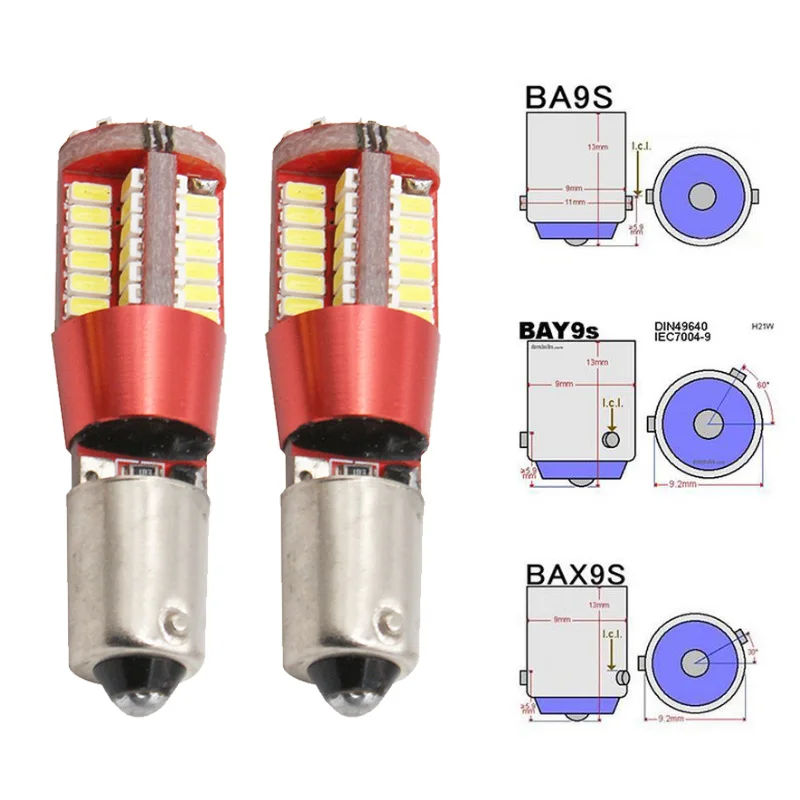 RXZ 2 шт. H21W BAY9S BA9S BAX9S 57smd 3014 Светодиодный Canbus супер яркий автомобильный зазор для чтения, купольная лампа, подсветка, белый 12В, Стайлинг автомобиля