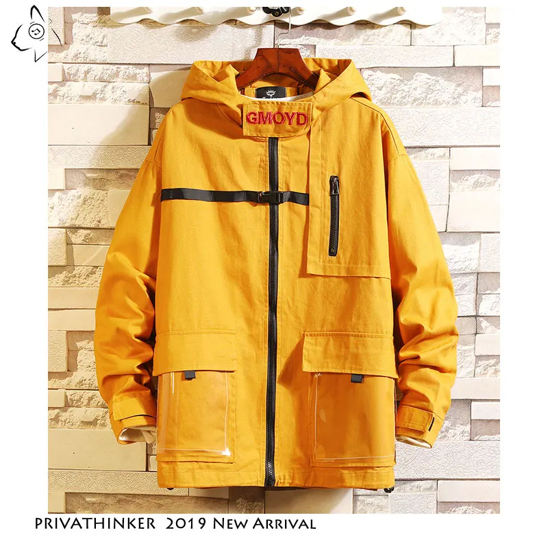 

Privathinker Autumn Hooded Jackets Men Casual Coats 2019 Spring Hip Hop Streetwear Male Jacket Solid Color Jacket Coat 5XL