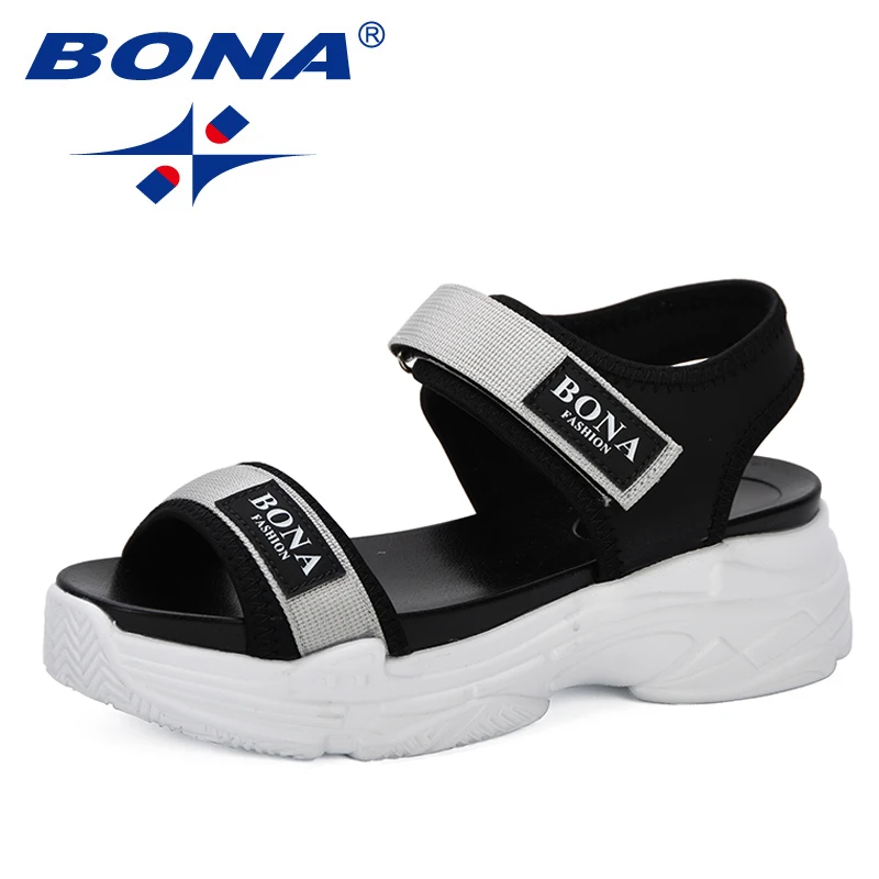 BONA/Новинка года; модные стильные женские сандалии; дышащая удобная женская прогулочная обувь; Летние черные босоножки на платформе; модная обувь