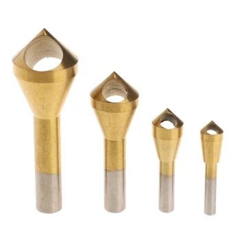 

New 4x Chamfer Countersink Deburring Drill Bit Set Crosshole Cutting Metal Tool Gold 2018