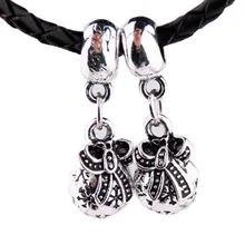 New Silver Plated Bead Charm Vintage Christmas Bow Purse Wallet Pendant Beads Fit Pandora Bracelet Bangle DIY Jewelry HKA0672