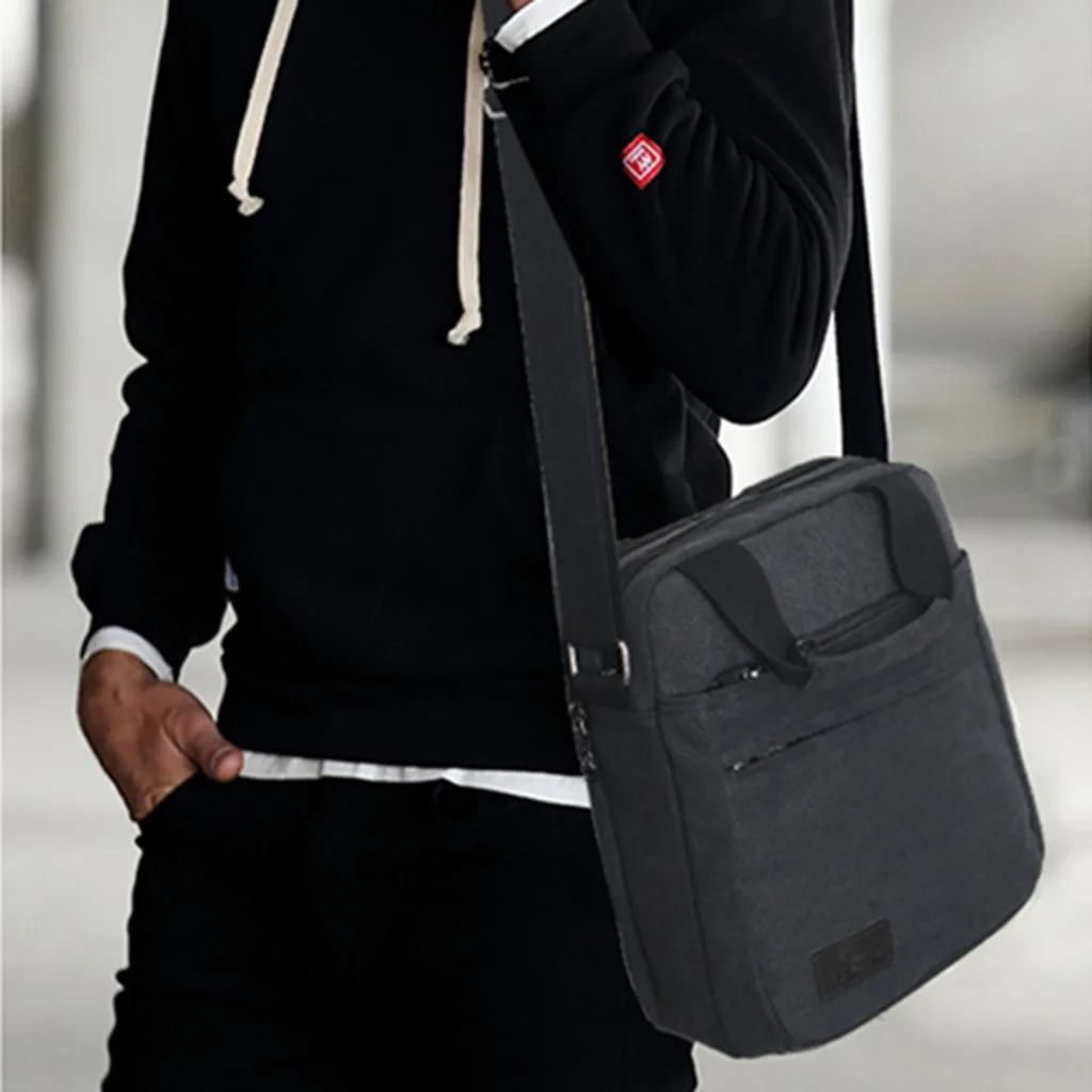 Мужской портфель, модная однотонная сумка из парусины, деловая сумка на плечо, сумки-мессенджеры