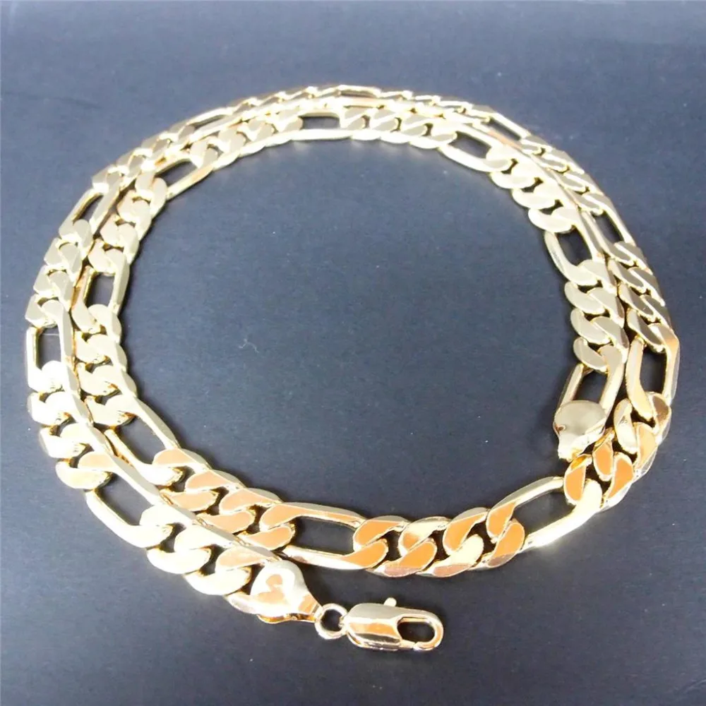 Новинка! Тяжелая 94 г 10 мм 24k желтое золото заполненные мужские ожерелье цепь ювелирные изделия