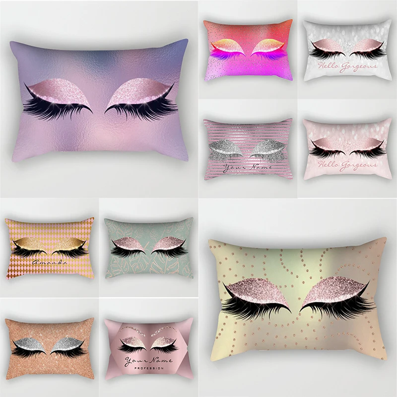 

Hot Printed Sleeping Eyes Throw Pillow Covers Decorative Cushion Cover Polyester Blink Eyelash Cushions Home Decor Accessories
