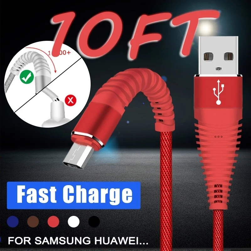 

USB Fast Charge Data Cables High Tensile Durable Braided Cables Charging For Type-C Android iPhone