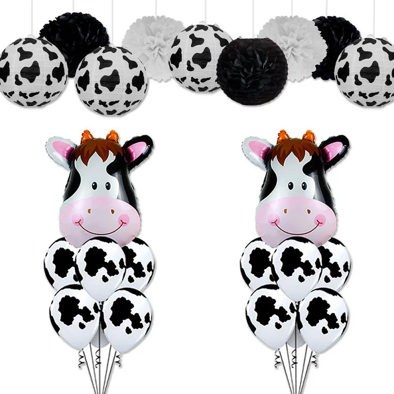 

1set Cow balloons Paper Lantern Animal Air Helium Latex Balloon for Kids Gift Birthday Party Decor Animal Zoo Theme Supplies Toy