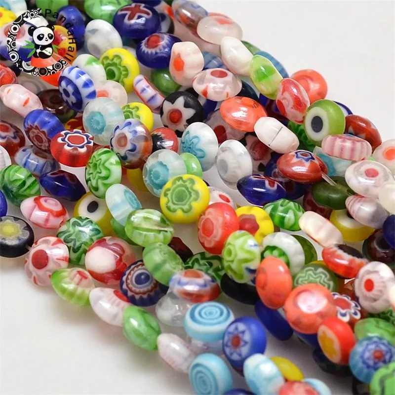 Стеклянные плоские круглые бусины Pandahall ручной работы 10 нитей 6 мм 8 мм|strand clasp|bead