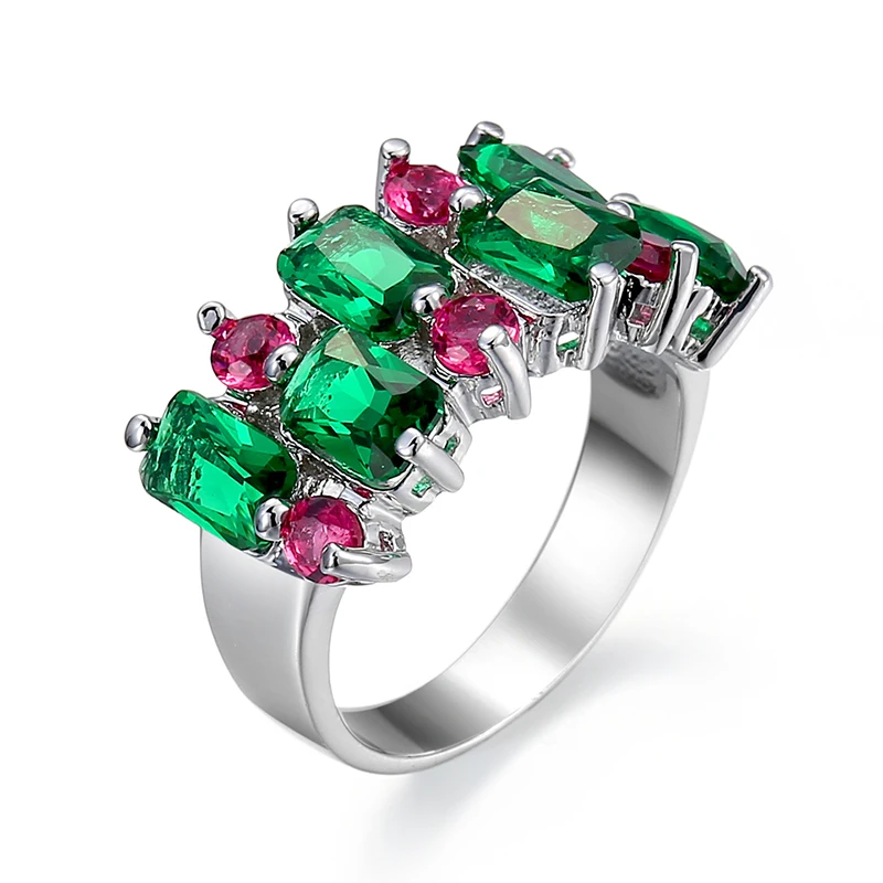 Мода Мона Лиза зеленый и розовый Красный Кристалл обручальное кольцо с фианитом класса ААА Свадебные Кольца для женщин хрустальные ювелирные изделия аксессуары anillos