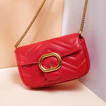 

FoxTail & Lily New Arrival Ladies Mini Chain Bag Genuine Leather Crossbody Bag Fashion Luxury Designer Small Red Handbags Women