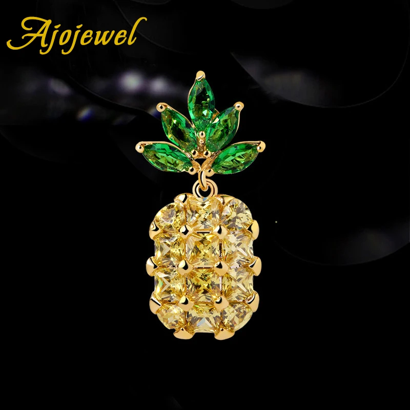 Ajojewel микро паве кубический циркон брошь с ананасом красивая рубашка воротник аксессуары Кристалл Подарочные ювелирные броши для женщин
