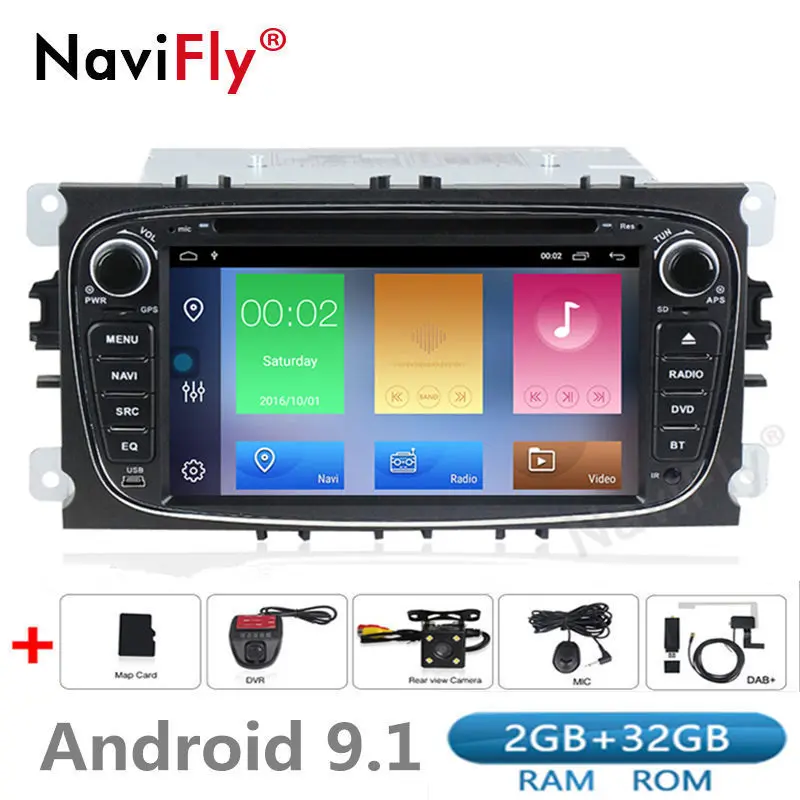 Новинка! HD1024* 600 2din Android 9,1 автомобильный Радио dvd-плеер gps навигация для FORD/Focus/S-MAX/Mondeo/C-MAX/Galaxy/Kuga 2+ 32G wifi