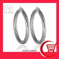Wholesale Circle Round Hoop Earrings Textured Stainless Steel Earring for Women Girls E5149-5.1W50