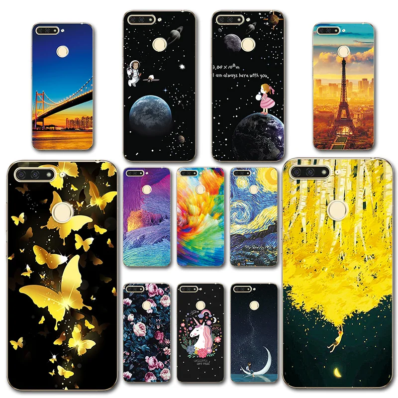 

Soft TPU Phone Case For Huawei Y6 2018 Soft Cover Colorful Painted Novelty Shell For Huawei Y6 Prime 2018 Cases Y6Prime 2018