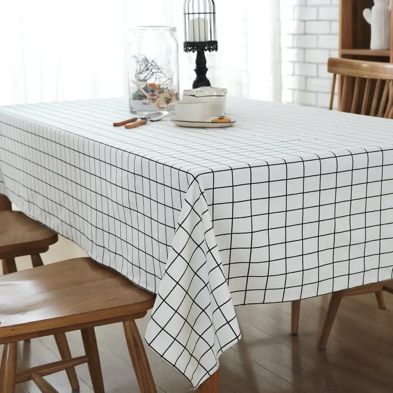pure cotton linen table cloth coffee tea table cloth plaid lace korea