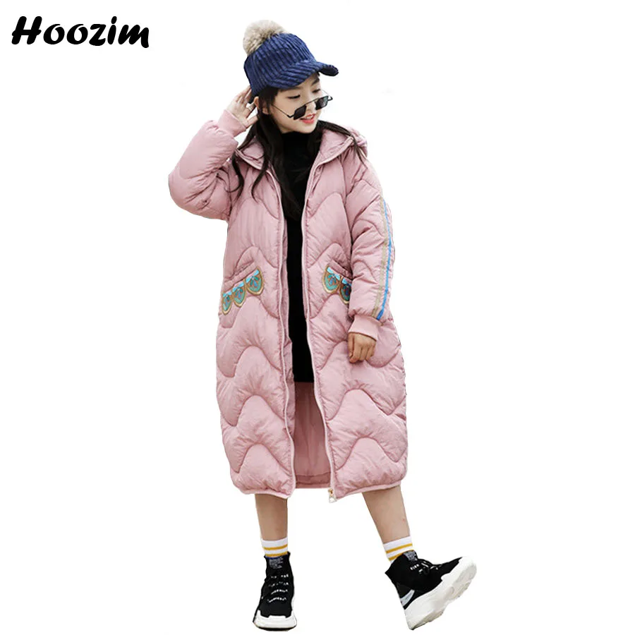 

Winter Long Jacket For Girls 9 10 11 12 13 Years Beautiful Black Parka Children European Kids Outerwear Cool Pink Coat For Girls