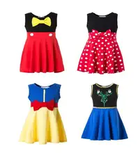 Girls Vest Dress Teenage Girls Princess costume baby dress Children Wear Bow Rainbow snow white belle cinderalla dress moana