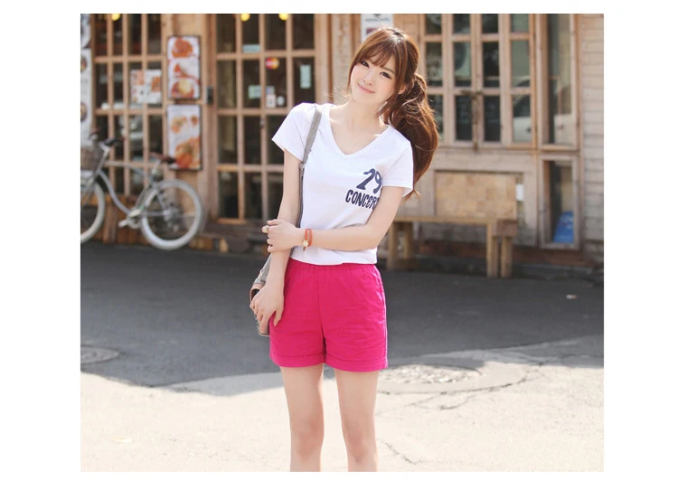 New Korean version of the shorts Ms. Summer Waist Loose Large fat MM Wide leg Large size Sports Casual Student Candy colors (18)