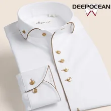 Чисто белая мужская рубашка с длинным рукавом, мужская рубашка, деловые повседневные рубашки, хлопковые рубашки, Мужская модная одежда, топы DCX23509L