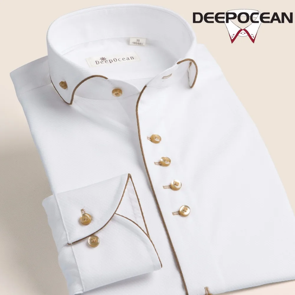 

Deep French White Shirt Mens Long Sleeve Cotton Shirt Mens Wedding DP slim Korean wedding dress