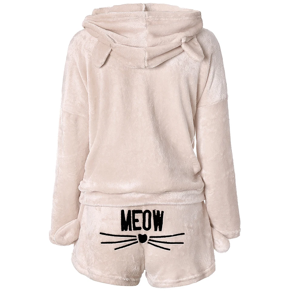 Плюшевые шорты Meow пижамный комплект из двух предметов Ensemble Femme теплой одежды для