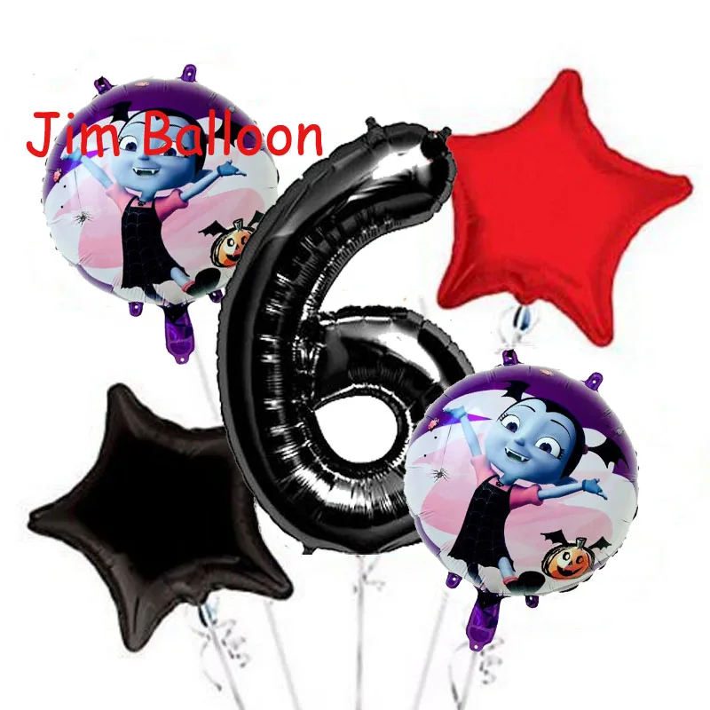 5 шт./лот Vampirina Фольга шар для 1st День рождения украшения 32 дюймов Blck шара с цифрой 18 дюймов звезда клипсы для воздушных шаров, Globos