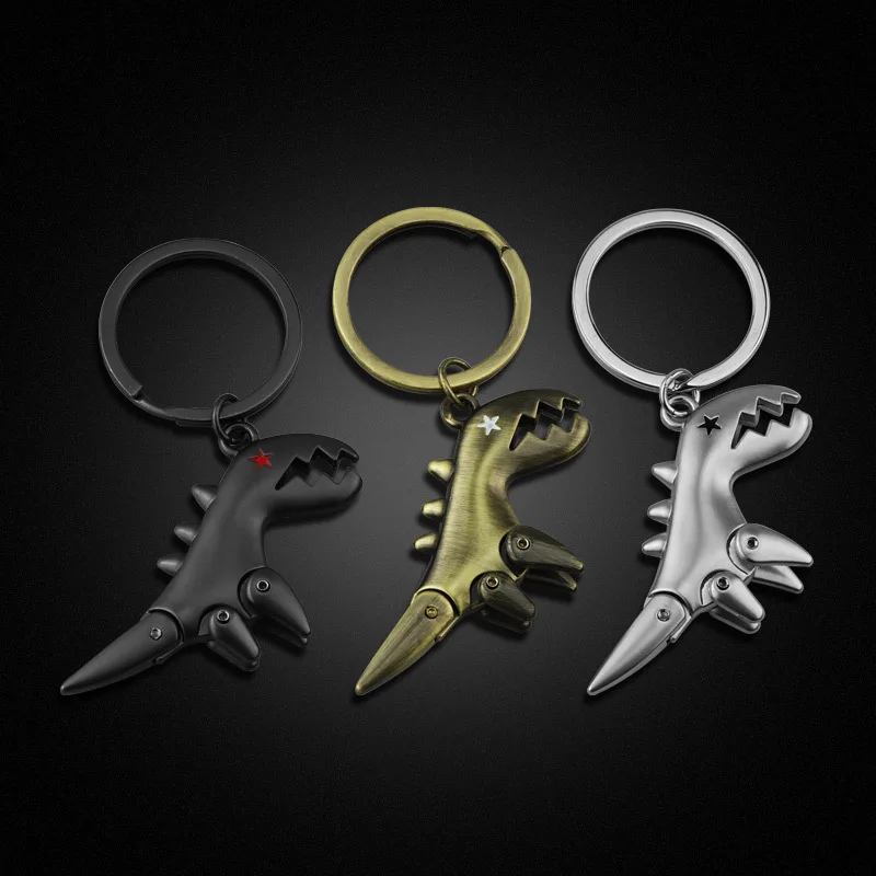 

1 Pcs 3 Color 3D Movable dinosaur keychain Era of dinosaurs key chain DIY Handmade key chain Animal Anim key ring key holder