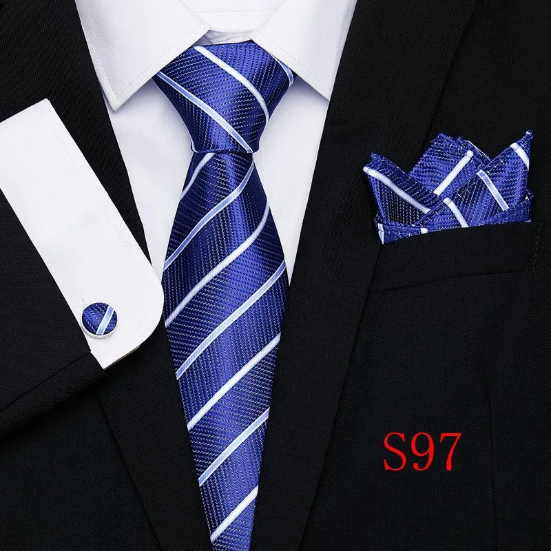 Удлиненные 145 см* 8 см галстуки Пейсли желтый розовый красный синий Hanky запонки набор мужской шелковый галстук 8,5 см Свадебный галстук жениха Cravata - Цвет: S97